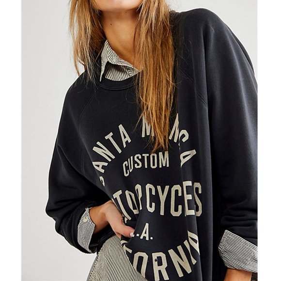 Free People Tops - NWOT FP Santa Monica Moto Crew Graphic Sweatshirt